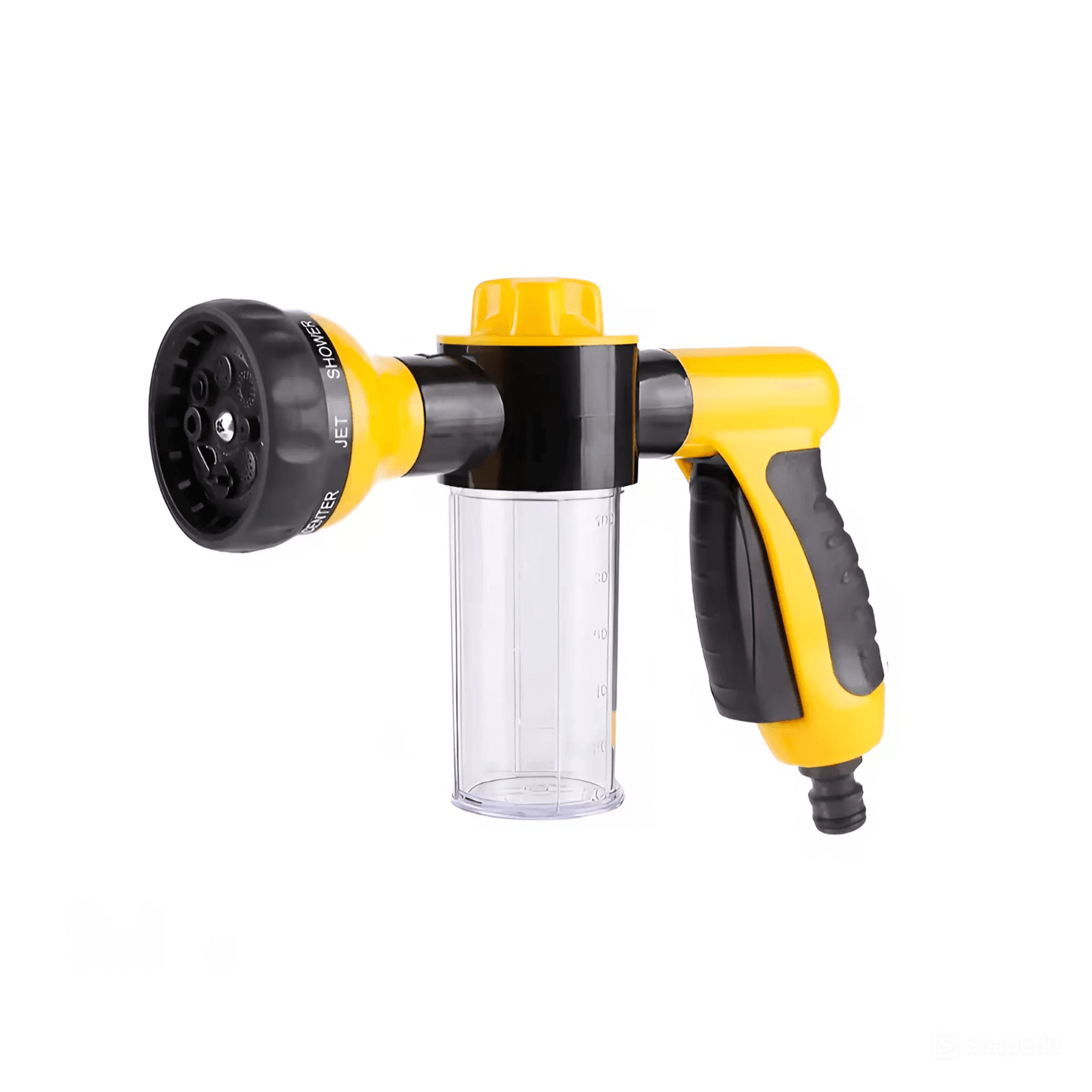 Pup Jet Washer portable pet washing device with shampoo dispenser and adjustable water pressure nozzle.