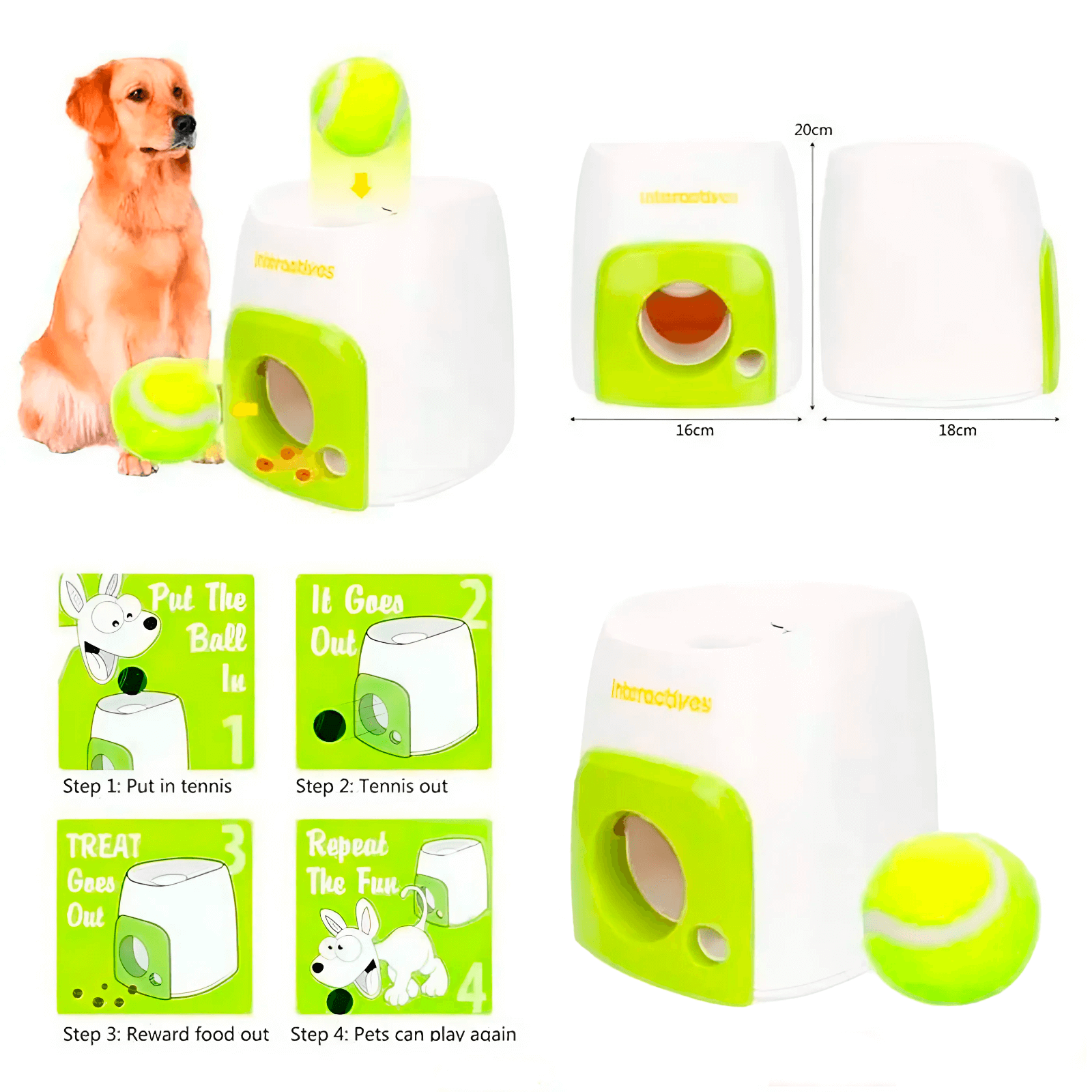 Compact dog ball launcher with tennis ball loading area