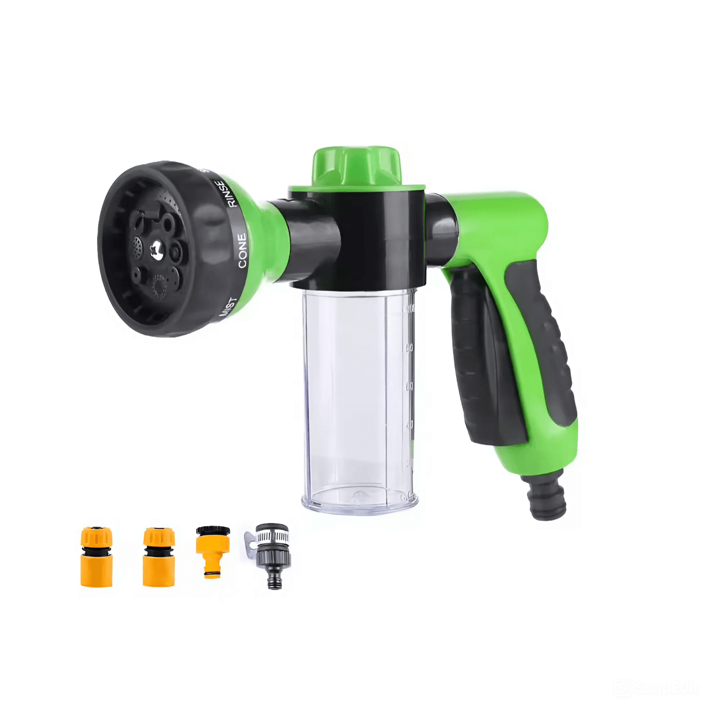 Pup Jet Washer: portable pet washing device with shampoo dispenser and adjustable water pressure for easy dog cleaning.