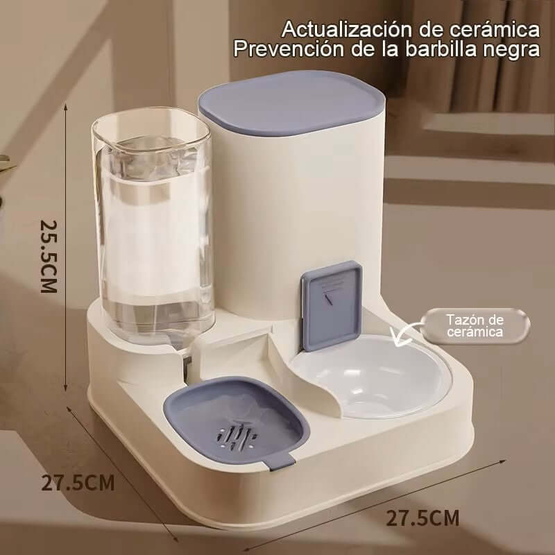 PetCare Duo 2-in-1 automatic feeder and water dispenser, featuring ceramic design for pet comfort.