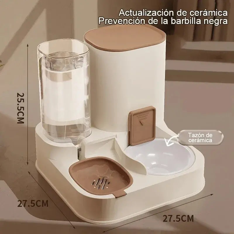 Automatic feeder and water dispenser PetCare Duo for pets with ceramic bowl and innovative design.