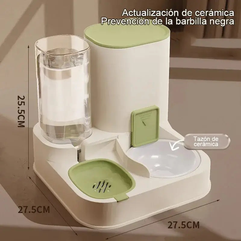 PetCare Duo 2-in-1 automatic feeder and water dispenser with ceramic bowl, perfect for continuous pet care.