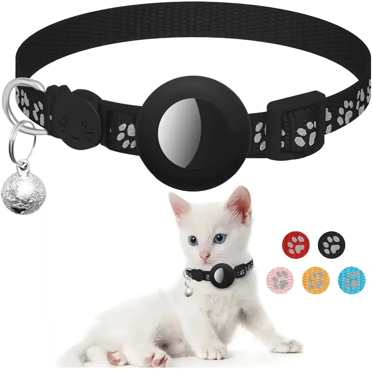 Reflective Breakaway AirTag Holder Collar for Cats & Small Dogs